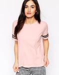 French Tee With Striped Short Sleeves